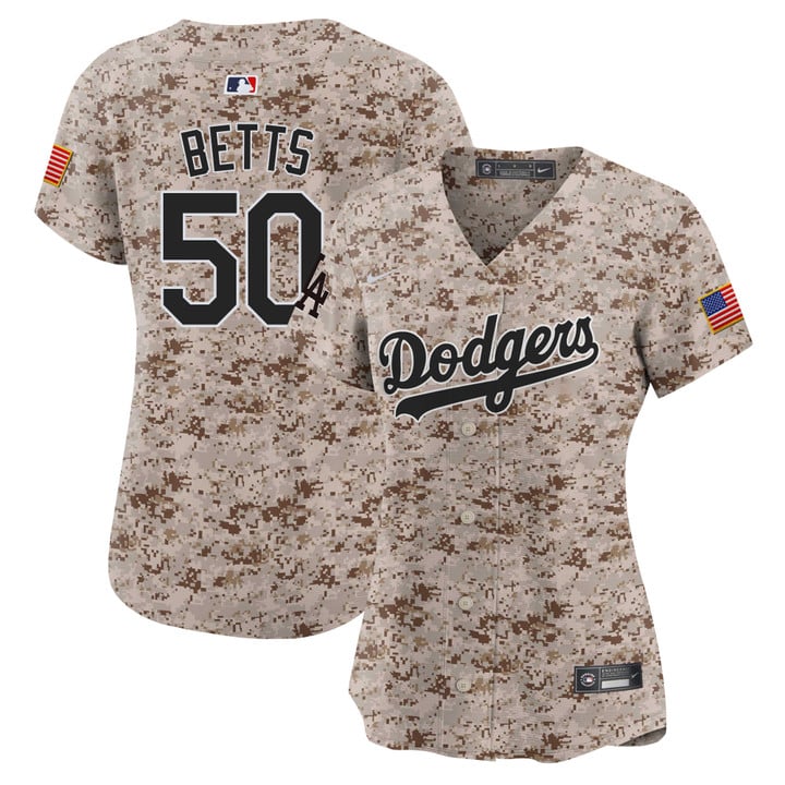 Women Los Angeles Dodgers #50 Betts Camo Stitched 2025 Jersey style 3->women mlb jersey->Women Jersey